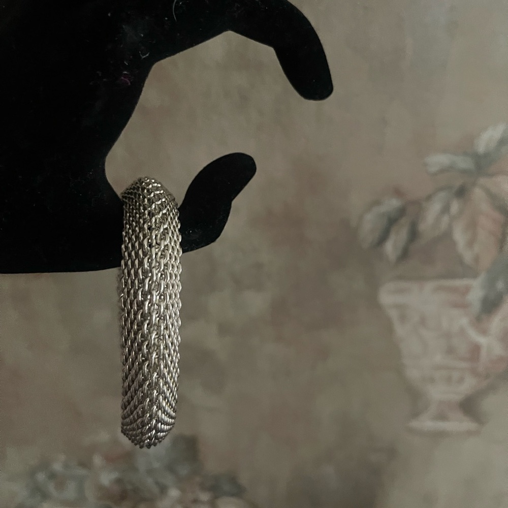 STERLING SILVER LUXURY LARGE BOLD MESH BRACELET - Picture 7 of 8